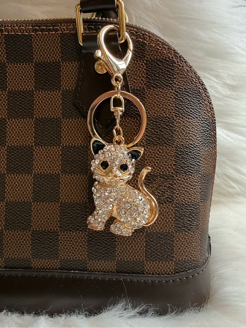 Cat Bag Charm Keychain Key Ring Car Charm Rhinestone New Birthday Holiday Gift